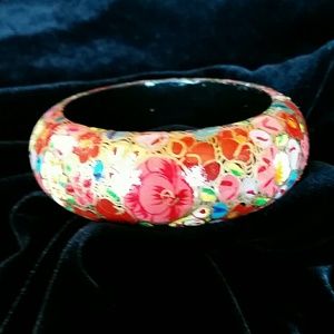 Beautiful wood painted flower bracelet